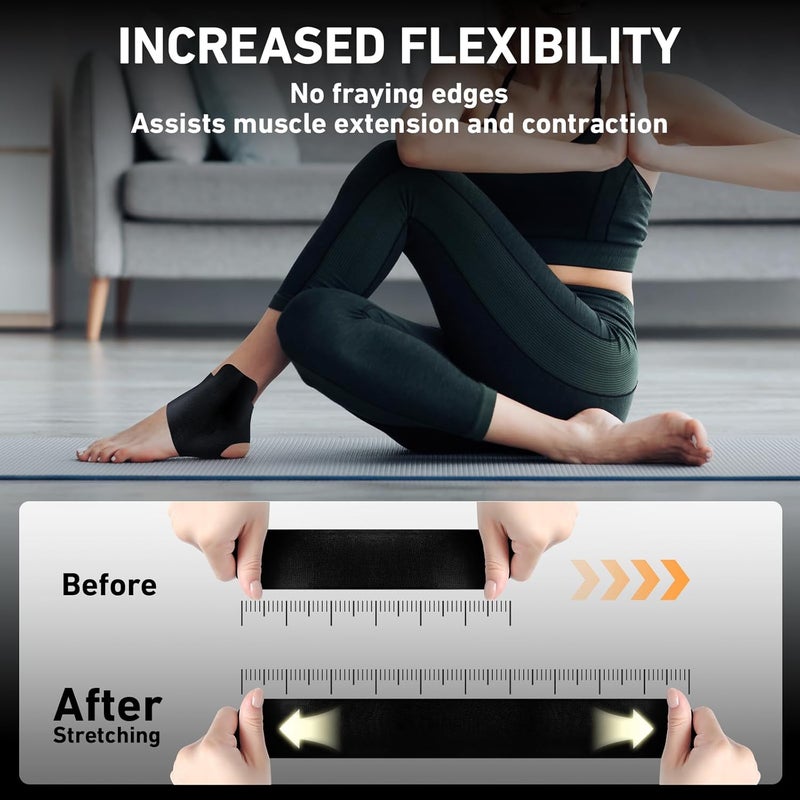 KTQUICK Store Kinesiology Tape for Ankle, 12 Count Ankle Tape Precut, Original Cotton Waterproof & Breathable, Enhance Elastic Kinesiology Athletic Tape for Ankle Support and Muscle to More Sports (Black) - Image 3
